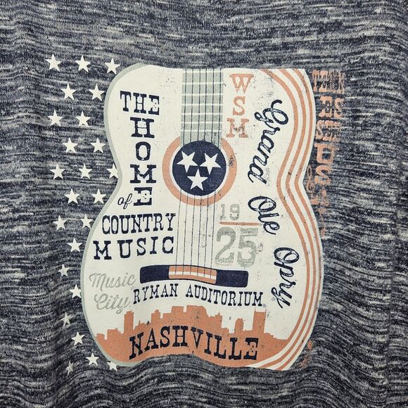 GRAND OLE OPRY Womens Guitar Graphic Shirt XL Long Sleeve Blue Space Dye Cowgirl - Picture 2 of 5